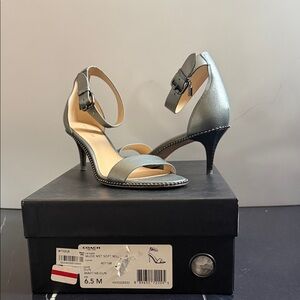 Coach Women's Silver Ankle Strap Heels